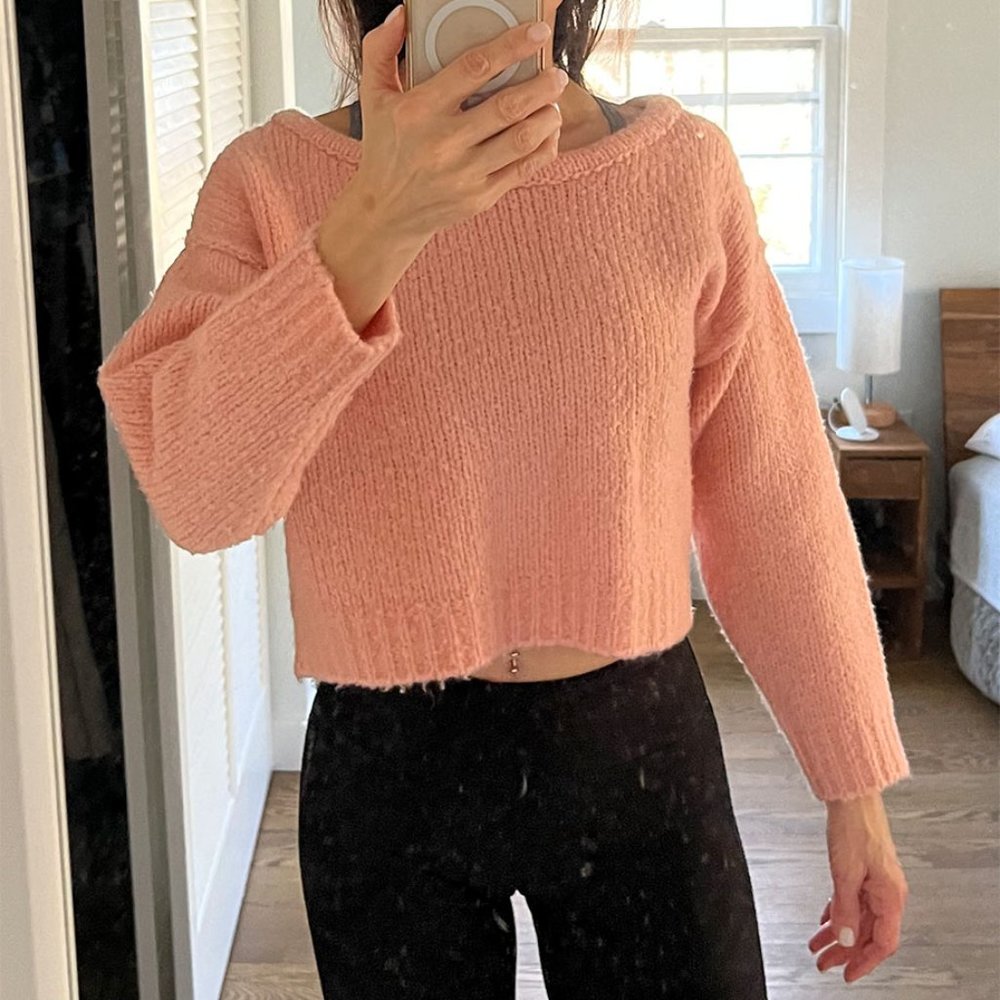 Anthropologie Cropped Pink Sweater